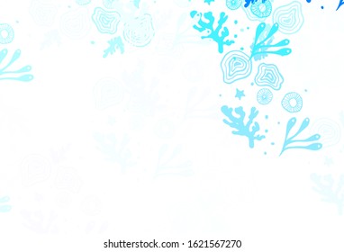 Light BLUE vector backdrop with memphis shapes. Colorful chaotic forms with gradient in modern style. Elegant design for wallpapers.
