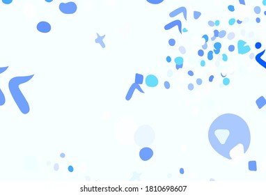 Light BLUE vector backdrop with memphis shapes. Simple colorful illustration with abstract gradient shapes. Best smart design for your business.