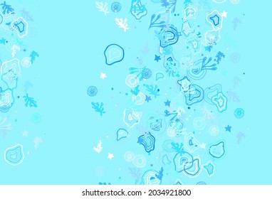Fondo vectorial AZUL claro con formas memphis. Coloridas formas caóticas con gradiente de estilo moderno. Diseño sencillo para su sitio web.