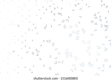 Light BLUE vector backdrop with music notes. Decorative design in abstract style with music shapes. Modern design for wallpapers.
