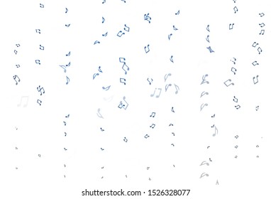 Light BLUE vector backdrop with music notes. Isolated colorful music keys on abstract background. Template for fasion magazines.