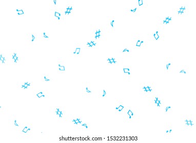 Light BLUE vector backdrop with music notes. Isolated colorful music keys on abstract background. Pattern for websites of musitians.