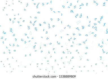 Light BLUE vector backdrop with music notes. Abstract illustration with colorful symbols of melody. Pattern for festival leaflets.