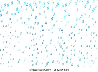 Light BLUE vector backdrop with music notes. Shining illustration of colorful gradient music notes. Pattern for websites of musitians.
