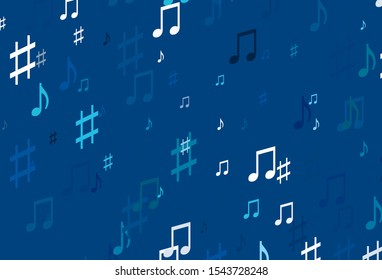 Light BLUE vector backdrop with music notes. Shining illustration of colorful gradient music notes. Pattern for school ad, booklets.