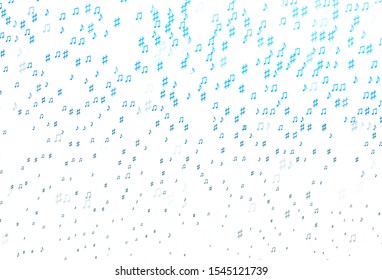 Light BLUE vector backdrop with music notes. Modern abstract illustration with melody keys. Pattern for festival leaflets.
