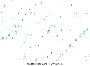 Light BLUE vector backdrop with music notes. Abstract illustration with colorful symbols of melody. Pattern for websites of musitians.