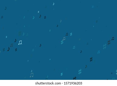 Light BLUE vector backdrop with music notes. Abstract illustration with colorful symbols of melody. Pattern for websites of musitians.