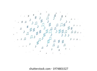 Light BLUE vector backdrop with music notes. Decorative design in abstract style with music shapes. Modern design for wallpapers.