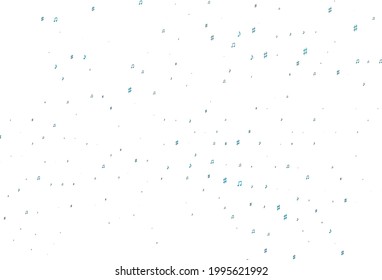 Light BLUE vector backdrop with music notes. Isolated colorful music keys on abstract background. Modern design for wallpapers.