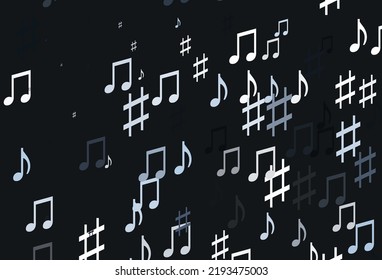 Fondo vectorial BLUE claro con notas musicales. Ilustración abstracta con coloridos símbolos de la melodía. Patrón de los folletos del festival.