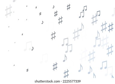 Fondo vectorial BLUE claro con notas musicales. Ilustración abstracta con coloridos símbolos de la melodía. Patrón de los folletos del festival.
