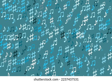 Light BLUE vector backdrop with music notes. Shining illustration of colorful gradient music notes. Template for fasion magazines.