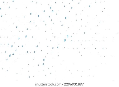 Light BLUE vector backdrop with music notes. Abstract illustration with colorful symbols of melody. Pattern for websites of musitians.