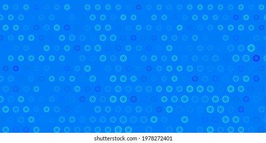 Light BLUE vector backdrop with mystery symbols. Colorful mystic symbols with a gradient in ancient style. Design for magic, spiritual events.