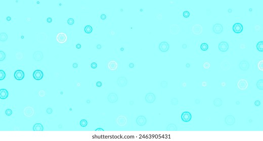 Light BLUE vector backdrop with mystery symbols. Abstract illustration with gothic gradient shapes. Background for esoteric, mystic designs.