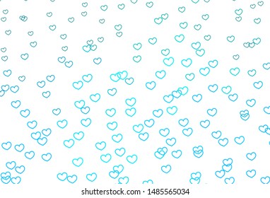 Light BLUE vector backdrop with sweet hearts. Blurred decorative design in doodle style with hearts. Design for your business advert of anniversary.