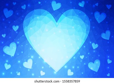 Light BLUE vector  backdrop with sweet hearts. Blurred decorative design in doodle style with hearts. Pattern for marriage gifts, congratulations.