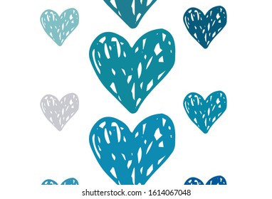 Light BLUE vector backdrop with sweet hearts. Beautiful abstract hearts on colorful gradient background. Template for Valentine's greeting postcards.