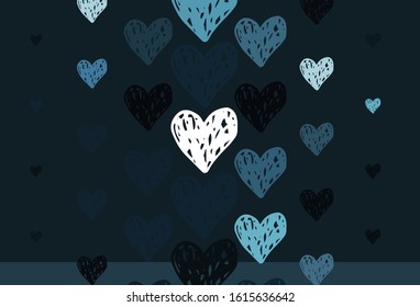 Light BLUE vector backdrop with sweet hearts. Decorative design with hearts in simple style . Template for Valentine's greeting postcards.