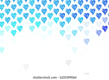 Light BLUE vector backdrop with sweet hearts. Smart illustration with gradient hearts in valentine style. Design for a business advert of anniversary.