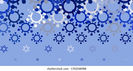 Light BLUE vector backdrop with virus symbols. Colorful  gradient illness symbols in simple abstract style. Simple design against epidemic information.