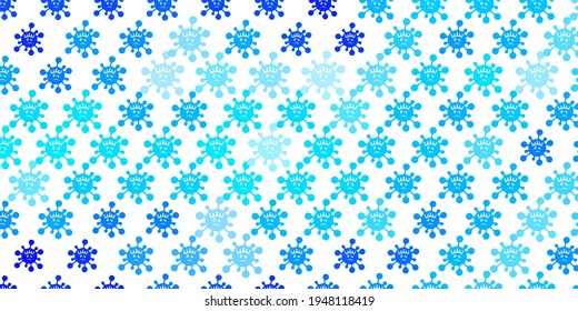 Light BLUE vector backdrop with virus symbols. Simple design in abstract style with infection forms. Best design for quarantine events.
