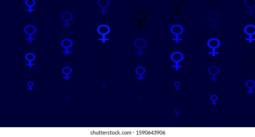Light BLUE vector backdrop with woman's power symbols. Colorful illustration with gradient feminism shapes. Smart design for your apps.
