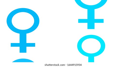 Light BLUE vector backdrop with woman's power symbols. Colorful illustration with gradient feminism shapes. New design for your web apps.