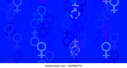 Leichte BLAU-Vektorillustration mit Frauensymbolen. Farbige Feminismus-Symbole mit Farbverlauf im modernen Stil. Design für den Internationalen Frauentag.