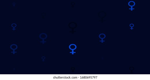 Light BLUE vector backdrop with woman's power symbols. Illustration with signs of women's strength and power. Elegant background for websites.