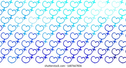 Light BLUE vector backdrop with woman's power symbols. Abstract illustration with a depiction of women's power. Simple design for your web site.
