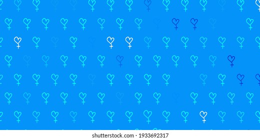 Light BLUE vector backdrop with women power symbols. Simple design in abstract style with women rights activism. Design for International Women Day.