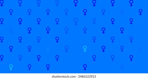 Fondo de Vector AZUL claro con símbolos de poder femenino. Ilustración con signos de fuerza y poder femenino. Diseño para el Día Internacional de la Mujer.