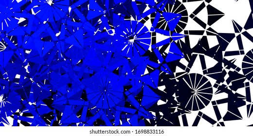Fondo vectorial AZUL claro con copos de nieve de Navidad. Simple ilustración abstracta con hielo, nieve, copos de nieve. Patrón de sitios web de año nuevo.