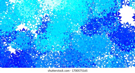 Light BLUE vector backdrop with xmas snowflakes. Simple abstract illustration with ice, snow, snowflakes. Xmas design for business.