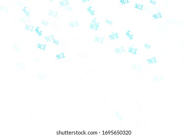 Light BLUE vector background with 30, 50, 90 % signs of sales. Shining colorful illustration with isolated selling prices. Backdrop for super sales on Black Friday.