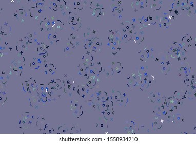 Light BLUE vector background with arithmetic signs. Illustration with Numeral symbols on abstract template. Pattern for posters, banners of math books.