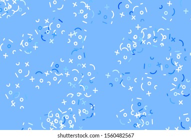 Light BLUE vector background with arithmetic signs. Shining colorful illustration with isolated Digit signs. Pattern for ad, booklets, leaflets of education.