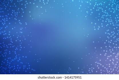 Light BLUE vector background with astronomical stars. Glitter abstract illustration with colorful cosmic stars. Pattern for futuristic ad, booklets.