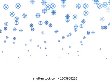 Light BLUE vector background with beautiful snowflakes. Colorful decorative design in xmas style with snow. Template for a new year background.
