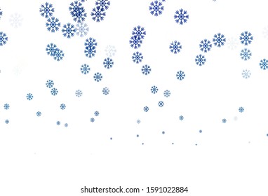 Light BLUE vector background with beautiful snowflakes. Glitter abstract illustration with crystals of ice. Pattern for new year leaflets.