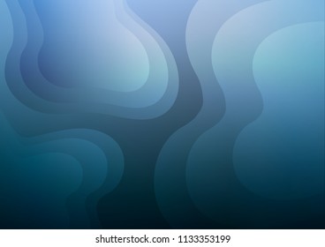 Light BLUE vector background with bent ribbons. A sample with blurred bubble shapes. Textured wave pattern for backgrounds.