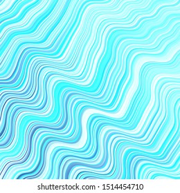 Light BLUE vector background with bent lines. Bright illustration with gradient circular arcs. Pattern for booklets, leaflets.