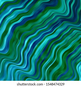 Light BLUE vector background with bent lines. Colorful geometric sample with gradient curves.  Pattern for booklets, leaflets.