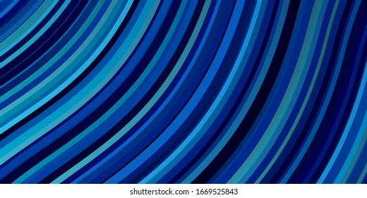 Light BLUE vector background with bent lines. Colorful illustration in circular style with lines. Pattern for booklets, leaflets.