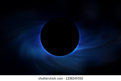 Light BLUE vector background with a black hole, sky. Colorful illustration of a black hole on a starry backdrop. Template for Black Friday sales.