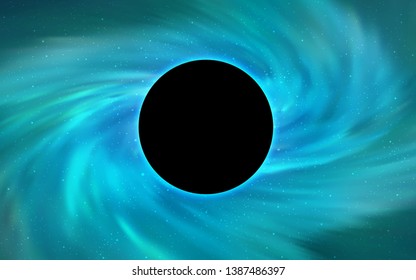 Light BLUE vector background with a black hole, sky. Gradient colorful illustration with a black hole, stars. Backdrop for Black Friday promotions.