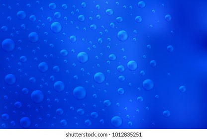 Light BLUE vector background with bubbles. Glitter abstract illustration with blurred drops of rain. The pattern can be used for aqua ad, booklets.