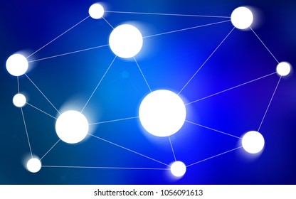 Light BLUE vector background with bubbles, lines. Glitter abstract illustration with connection of triangle structure. Pattern can be used for futuristic ad, booklets.